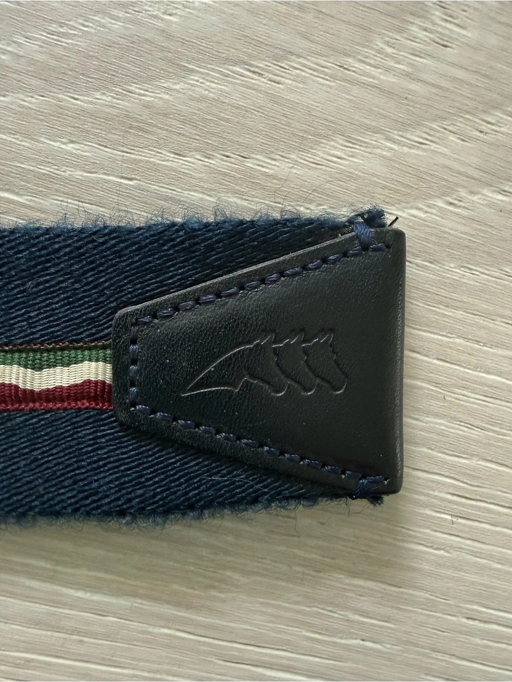 Equiline Navy Webbing Belt with Tricolor Stripe